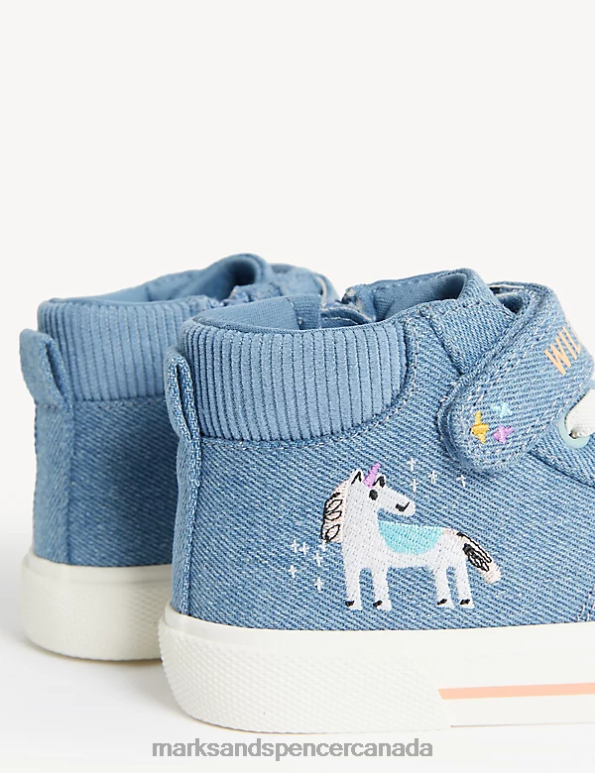 Kids Denim Footwear Marks & Spencer Freshfeet Unicorn High Tops 20VTD8983 - Marks and Spencer outlet