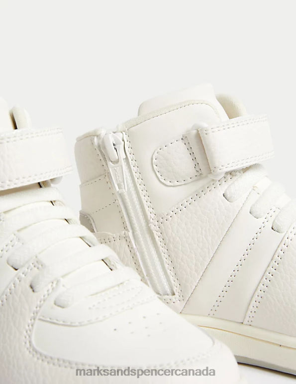 Kids White Footwear Marks & Spencer Freshfeet Riptape High Top Trainers 20VTD8047 - Marks and Spencer Canada locations