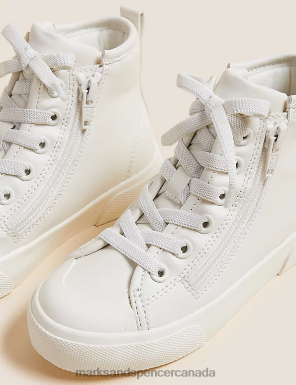 Marks and Spencer sale - Kids White Footwear Marks & Spencer Freshfeet Zip High Tops 20VTD8467