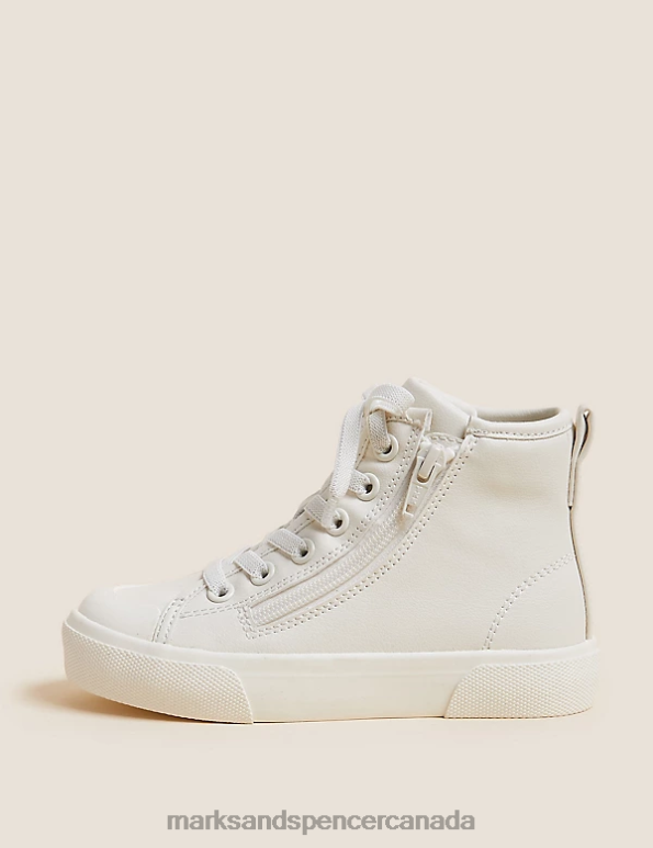 Marks and Spencer sale - Kids White Footwear Marks & Spencer Freshfeet Zip High Tops 20VTD8467