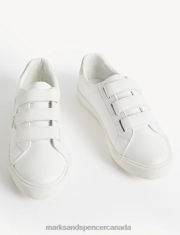 Kids White Mix Footwear Marks & Spencer FreshFeet Star Riptape Trainers 20VTD8392 - Marks and Spencer outlet