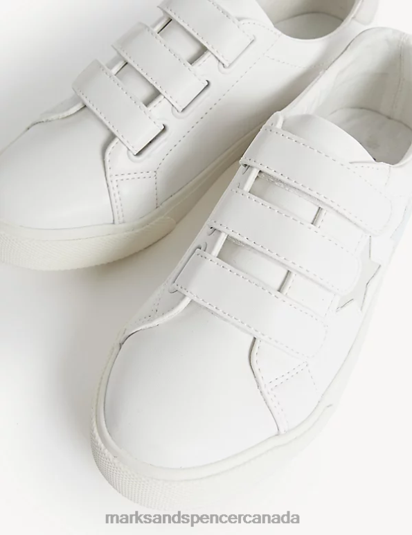 Kids White Mix Footwear Marks & Spencer FreshFeet Star Riptape Trainers 20VTD8392 - Marks and Spencer outlet