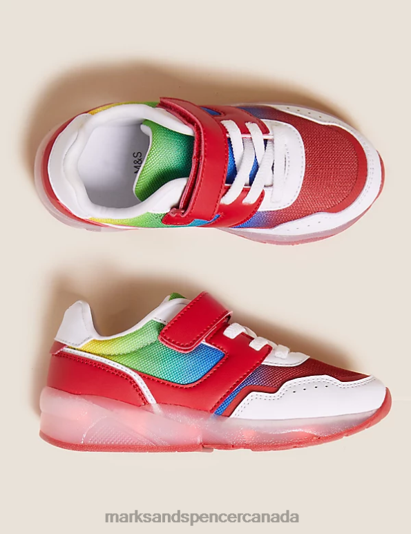 Kids White Mix Footwear Marks & Spencer Freshfeet Riptape Light-up Trainers 20VTD8714 - Marks and Spencer Canada locations