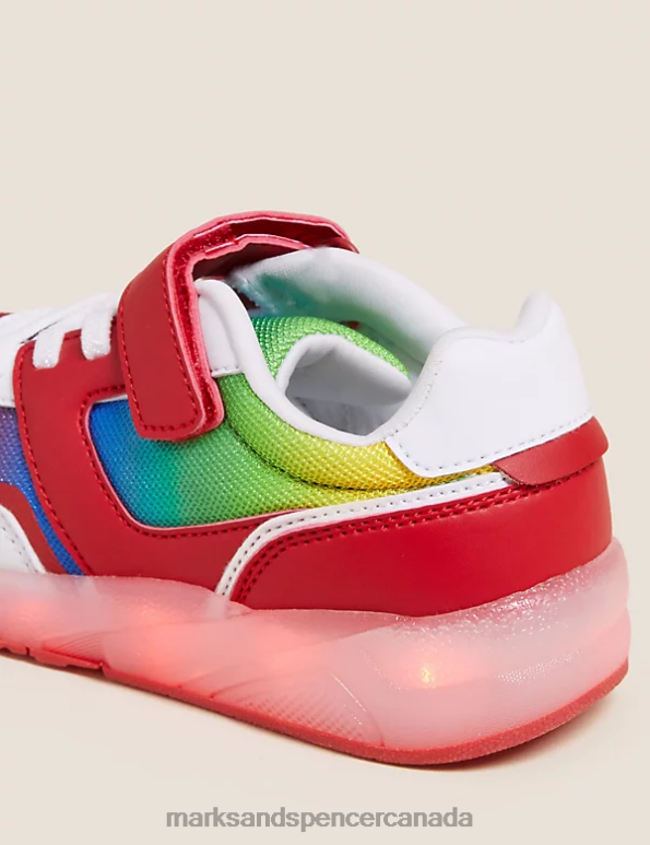 Kids White Mix Footwear Marks & Spencer Freshfeet Riptape Light-up Trainers 20VTD8714 - Marks and Spencer Canada locations