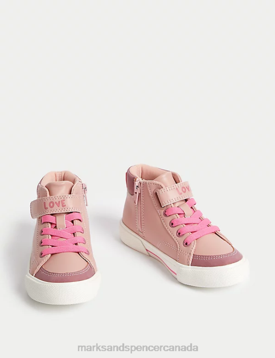 Marks & Spencer Kids Freshfeet Unicorn High Top Trainers Footwear Pink 20VTD9074 - Marks and Spencer online