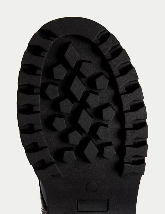 Marks & Spencer Kids Patent Freshfeet Lace Boots Footwear Black 20VTD9156 - Marks and Spencer outlet