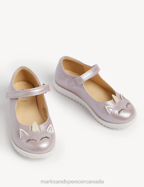 Marks and Spencer Canada - Marks & Spencer Kids Unicorn Riptape Mary Jane Shoes Footwear Lilac 20VTD9165