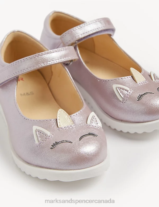 Marks and Spencer Canada - Marks & Spencer Kids Unicorn Riptape Mary Jane Shoes Footwear Lilac 20VTD9165