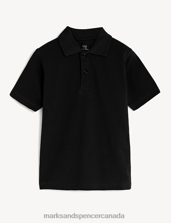 Kids Black School Uniform Marks & Spencer Pure Cotton Polo Shirt 20VTD8475 - Marks and Spencer online