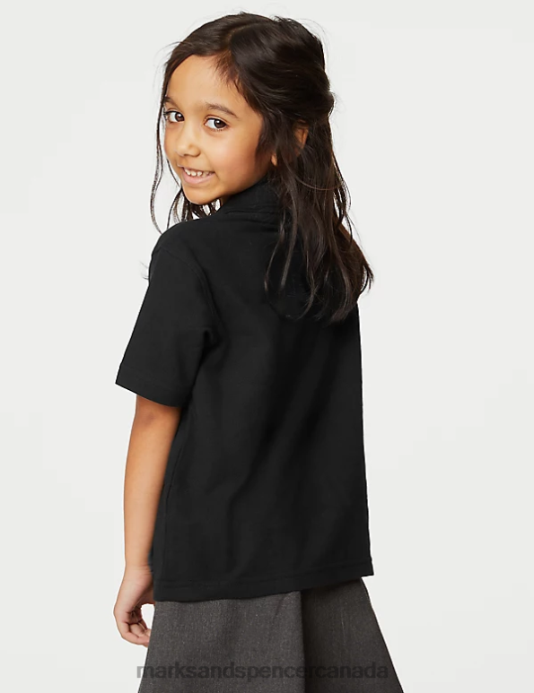 Kids Black School Uniform Marks & Spencer Pure Cotton Polo Shirt 20VTD8475 - Marks and Spencer online