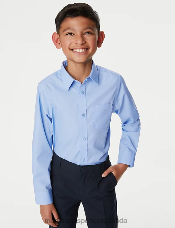 Marks and Spencer Canada - Kids Blue School Uniform Marks & Spencer 2pk Non-Iron School Shirts 20VTD7939