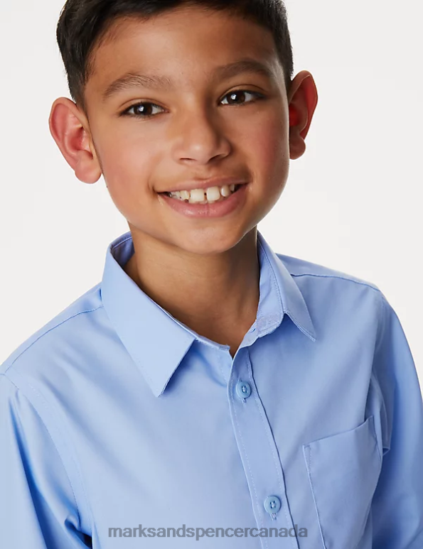 Marks and Spencer Canada - Kids Blue School Uniform Marks & Spencer 2pk Non-Iron School Shirts 20VTD7939