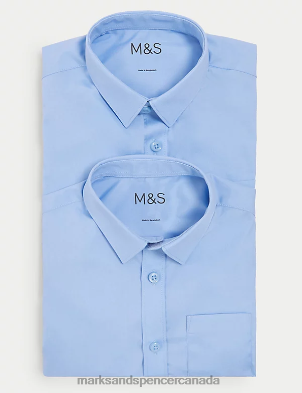 Marks and Spencer Canada - Kids Blue School Uniform Marks & Spencer 2pk Non-Iron School Shirts 20VTD7939