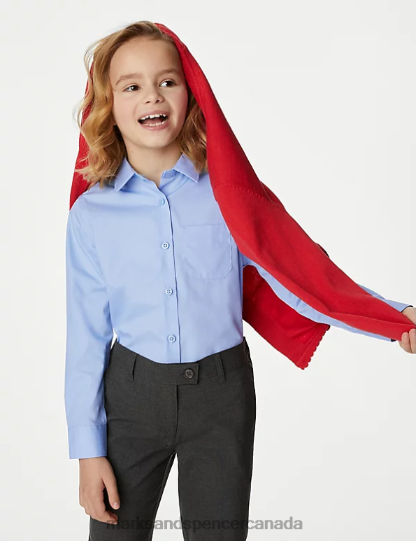 Kids Blue School Uniform Marks & Spencer 2pk Non-Iron School Shirts 20VTD8885 - Marks and Spencer outlet
