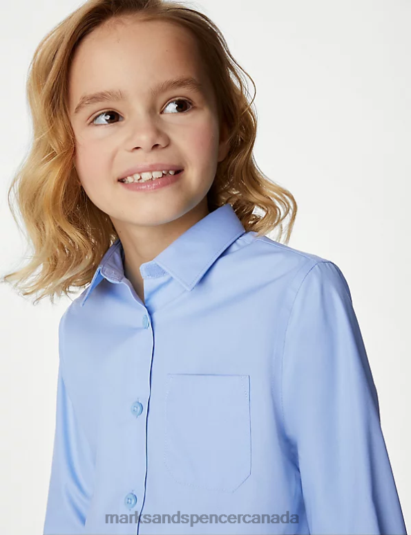 Kids Blue School Uniform Marks & Spencer 2pk Non-Iron School Shirts 20VTD8885 - Marks and Spencer outlet