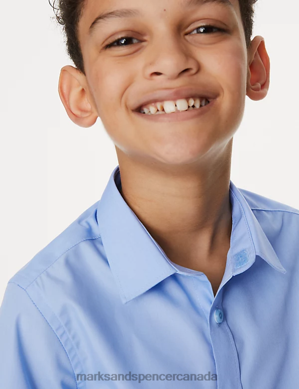 Kids Blue School Uniform Marks & Spencer 2pk Slim Fit Non-Iron School Shirts 20VTD8074 - Marks and Spencer Canada locations