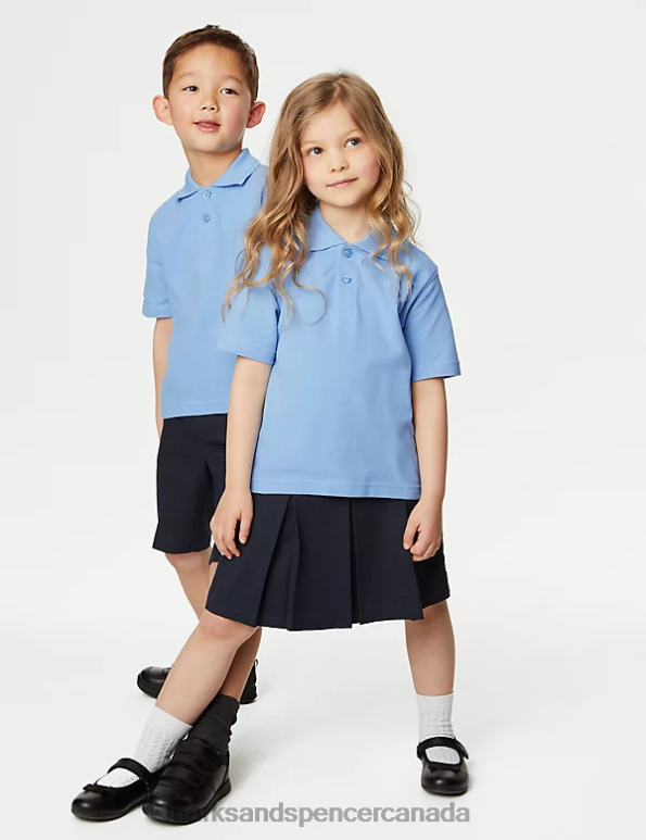 Marks and Spencer sale - Kids Blue School Uniform Marks & Spencer 3pk Pure Cotton School Polo Shirts 20VTD317