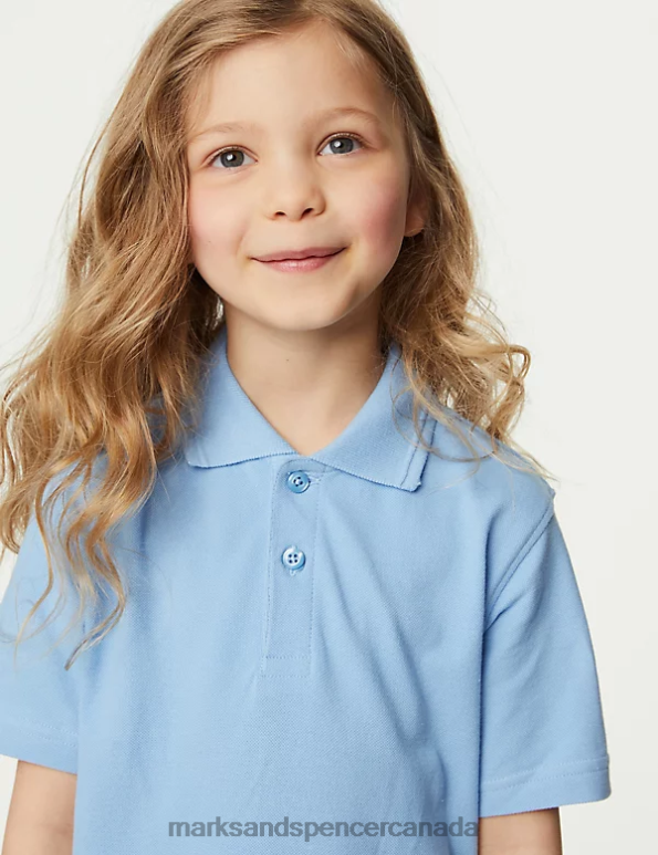 Marks and Spencer sale - Kids Blue School Uniform Marks & Spencer 3pk Pure Cotton School Polo Shirts 20VTD317