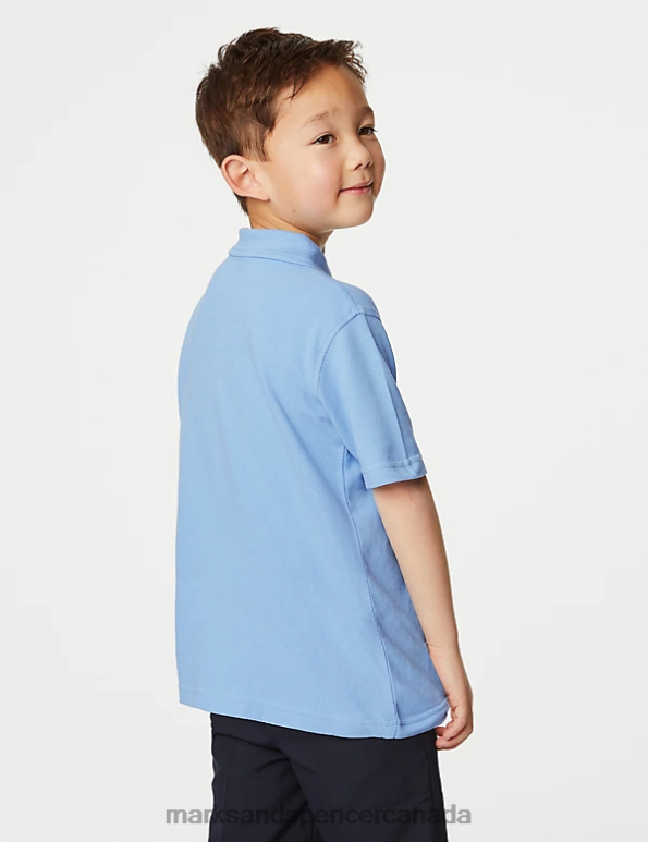 Marks and Spencer sale - Kids Blue School Uniform Marks & Spencer 3pk Pure Cotton School Polo Shirts 20VTD317