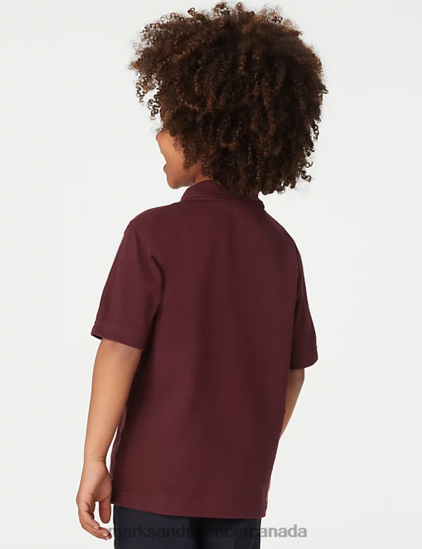 Marks and Spencer sale - Kids Burgundy School Uniform Marks & Spencer Pure Cotton School Polo Shirt 20VTD8036