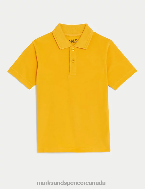 Kids Gold School Uniform Marks & Spencer Pure Cotton School Polo Shirt 20VTD8037 - Marks and Spencer online