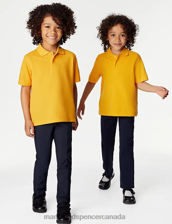 Kids Gold School Uniform Marks & Spencer Pure Cotton School Polo Shirt 20VTD8037 - Marks and Spencer online