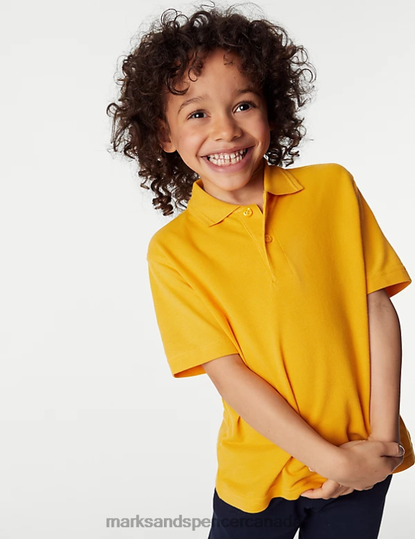 Kids Gold School Uniform Marks & Spencer Pure Cotton School Polo Shirt 20VTD8037 - Marks and Spencer online