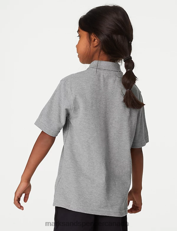 Kids Grey School Uniform Marks & Spencer 3pk Pure Cotton School Polo Shirts 20VTD318 - Marks and Spencer online