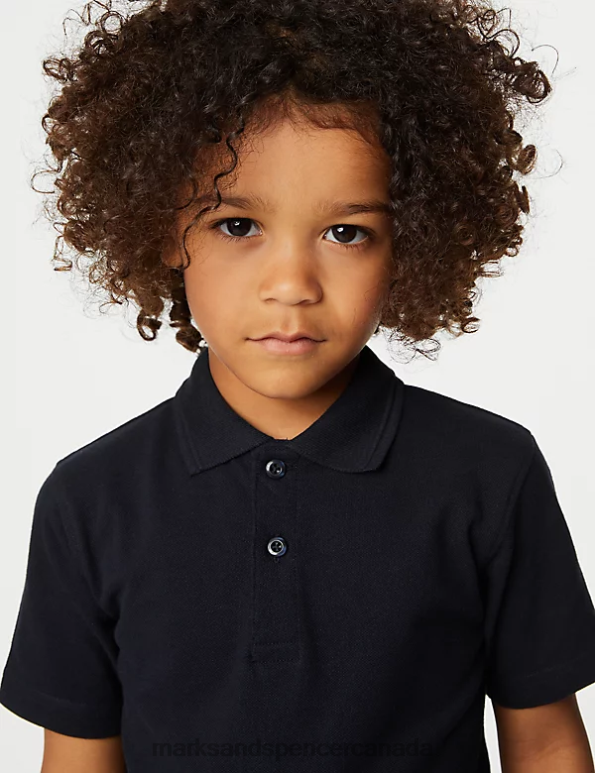 Kids Navy School Uniform Marks & Spencer Pure Cotton School Polo Shirt 20VTD7807 - Marks and Spencer outlet