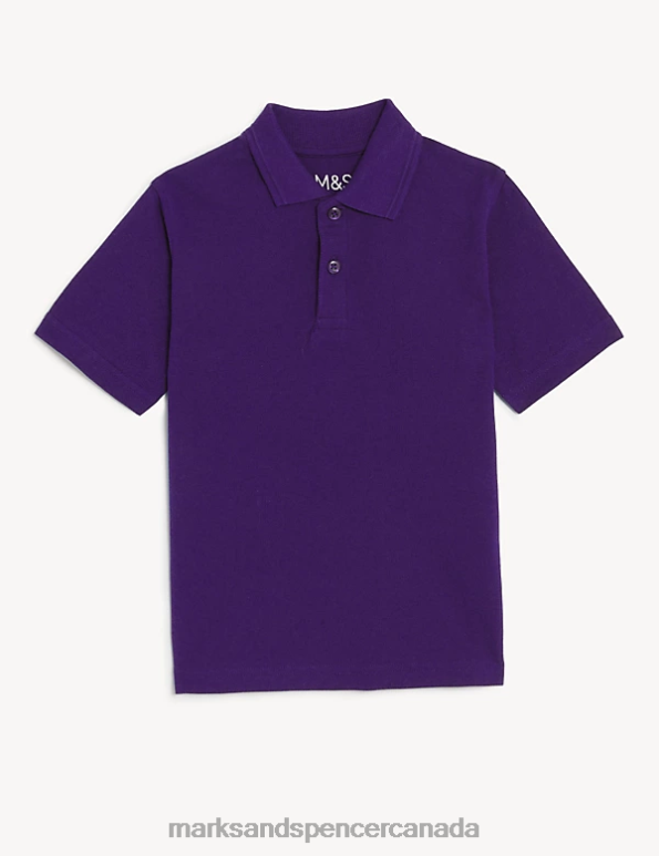 Marks and Spencer Canada - Kids Purple School Uniform Marks & Spencer Pure Cotton School Polo Shirt 20VTD8034
