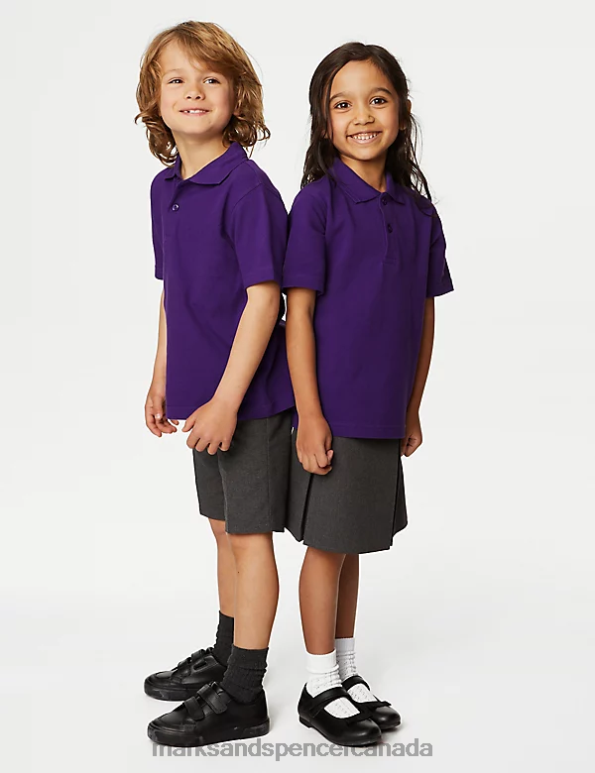 Marks and Spencer Canada - Kids Purple School Uniform Marks & Spencer Pure Cotton School Polo Shirt 20VTD8034