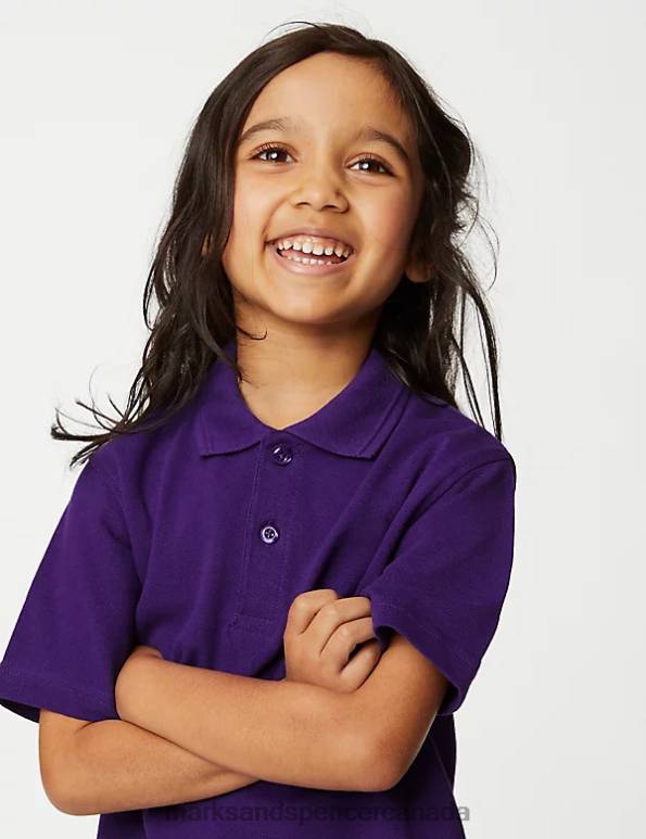 Marks and Spencer Canada - Kids Purple School Uniform Marks & Spencer Pure Cotton School Polo Shirt 20VTD8034