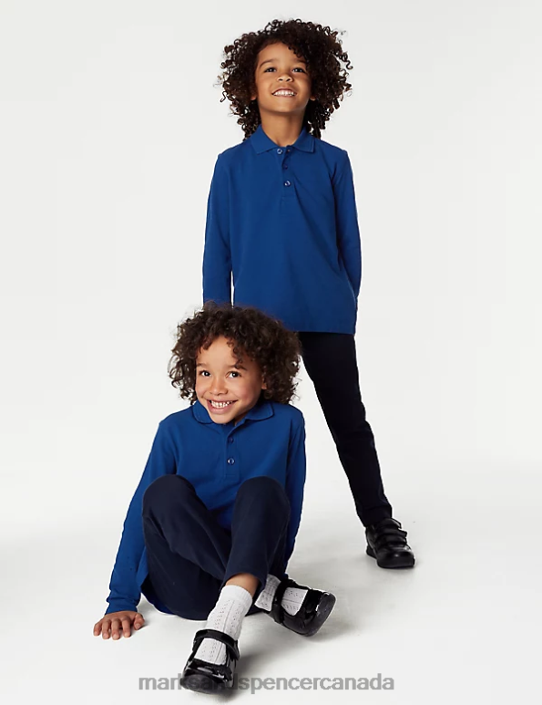 Marks and Spencer near me - Kids Royal Blue School Uniform Marks & Spencer Long Sleeve Polo Shirt 20VTD8293
