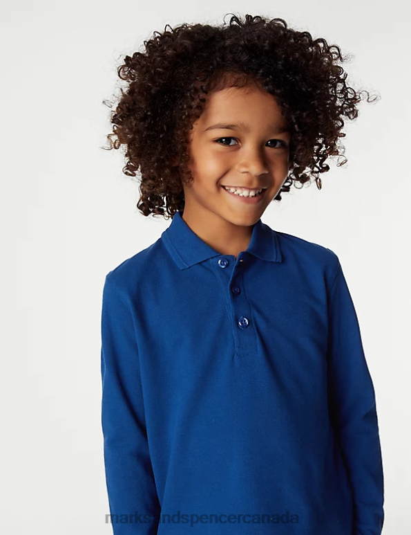 Marks and Spencer near me - Kids Royal Blue School Uniform Marks & Spencer Long Sleeve Polo Shirt 20VTD8293