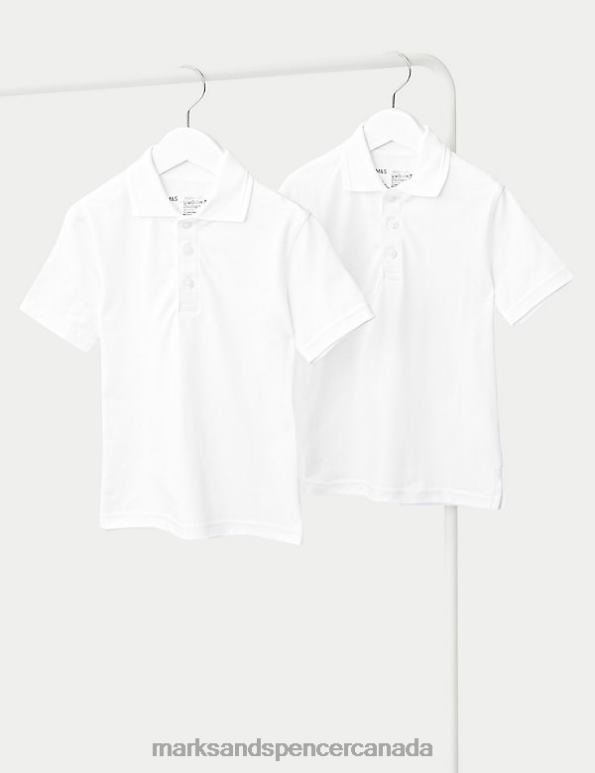 Marks and Spencer sale - Kids White School Uniform Marks & Spencer 2 Pack Skin Kind School Polo Shirts 20VTD8555