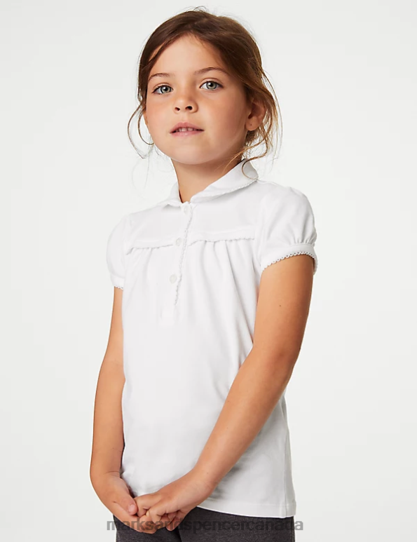 Marks and Spencer sale - Kids White School Uniform Marks & Spencer 2pk Cotton Regular Fit School Polo Shirts 20VTD8923