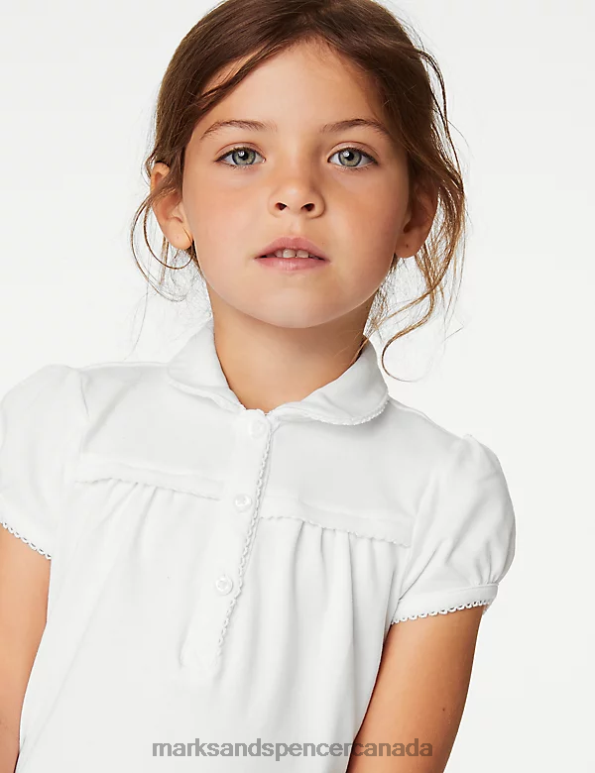 Marks and Spencer sale - Kids White School Uniform Marks & Spencer 2pk Cotton Regular Fit School Polo Shirts 20VTD8923