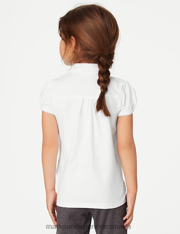 Marks and Spencer sale - Kids White School Uniform Marks & Spencer 2pk Cotton Regular Fit School Polo Shirts 20VTD8923
