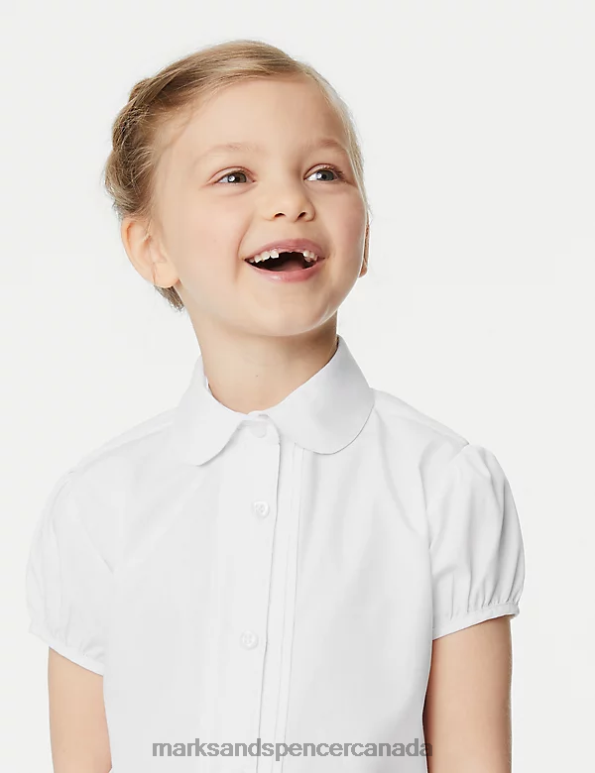 Kids White School Uniform Marks & Spencer 2pk Pintuck Easy Iron School Shirts 20VTD8880 - Marks and Spencer Canada locations