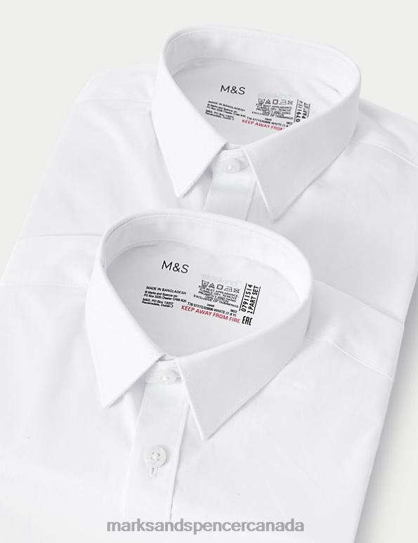 Kids White School Uniform Marks & Spencer 2pk Regular Fit Skin Kind School Shirts 20VTD7917 - Marks and Spencer Canada locations