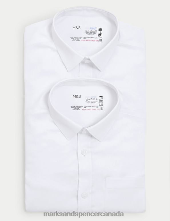 Kids White School Uniform Marks & Spencer 2pk Regular Fit Skin Kind School Shirts 20VTD7917 - Marks and Spencer Canada locations