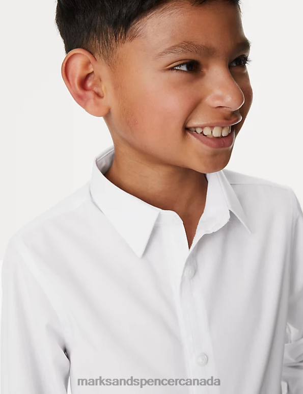 Marks and Spencer near me - Kids White School Uniform Marks & Spencer 3pk Easy Dressing Easy Iron School Shirts 20VTD7942