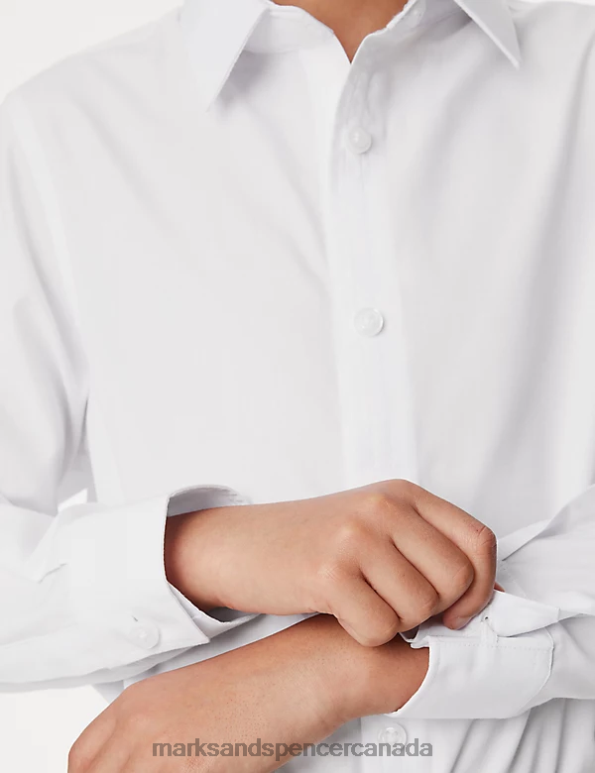 Marks and Spencer near me - Kids White School Uniform Marks & Spencer 3pk Easy Dressing Easy Iron School Shirts 20VTD7942