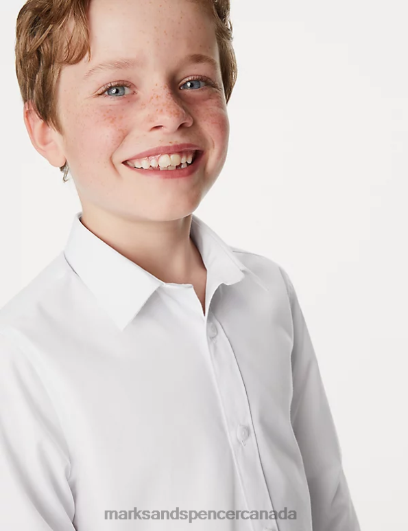Marks and Spencer Canada - Kids White School Uniform Marks & Spencer 3pk Plus Fit Easy Iron School Shirts 20VTD8503
