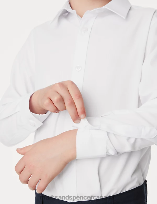 Marks and Spencer Canada - Kids White School Uniform Marks & Spencer 3pk Plus Fit Easy Iron School Shirts 20VTD8503