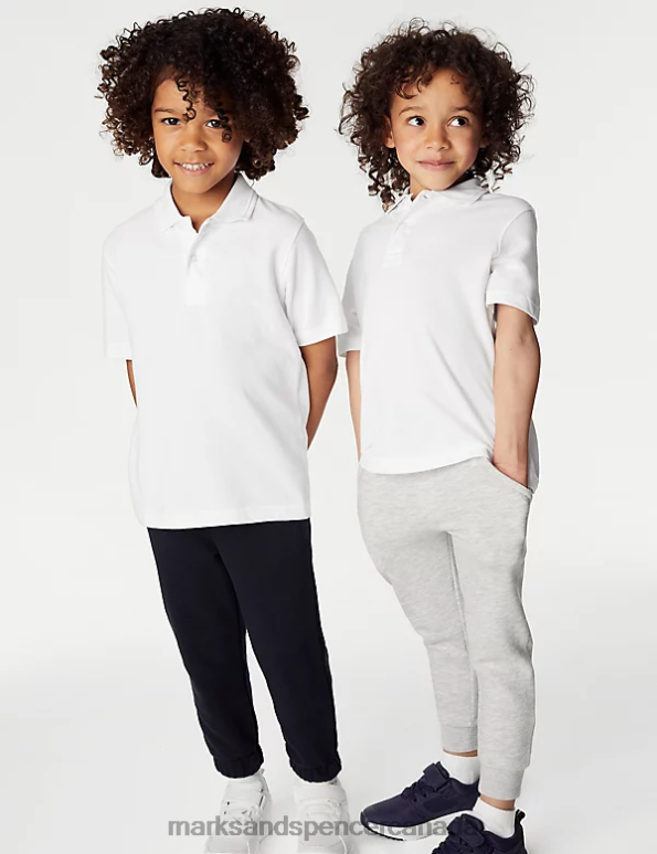 Marks and Spencer Canada - Kids White School Uniform Marks & Spencer 3pk Pure Cotton School Polo Shirts 20VTD20
