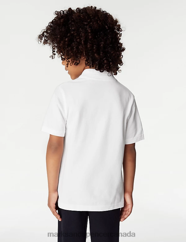 Marks and Spencer Canada - Kids White School Uniform Marks & Spencer 3pk Pure Cotton School Polo Shirts 20VTD20