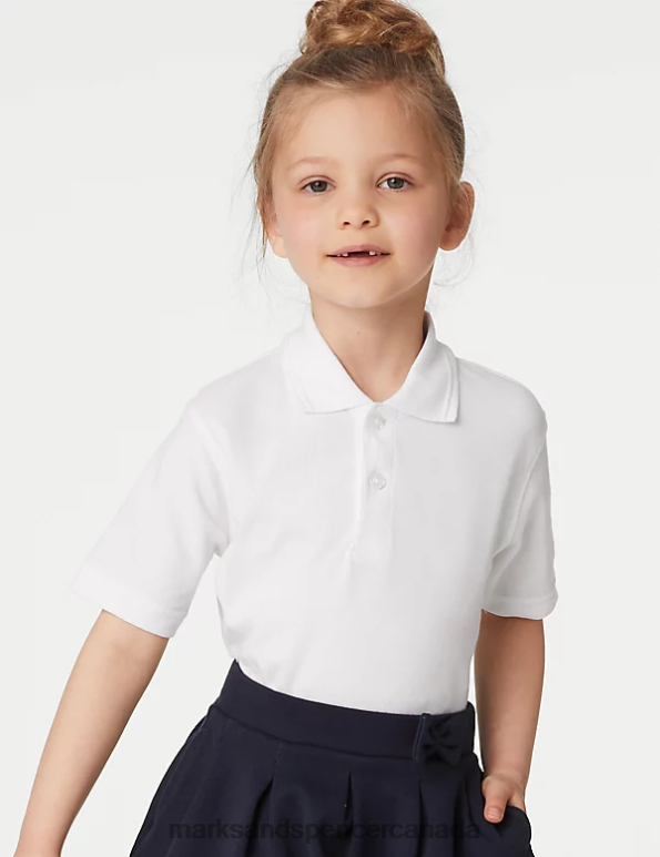 Marks and Spencer sale - Kids White School Uniform Marks & Spencer 5pk Pure Cotton School Polo Shirts 20VTD8220