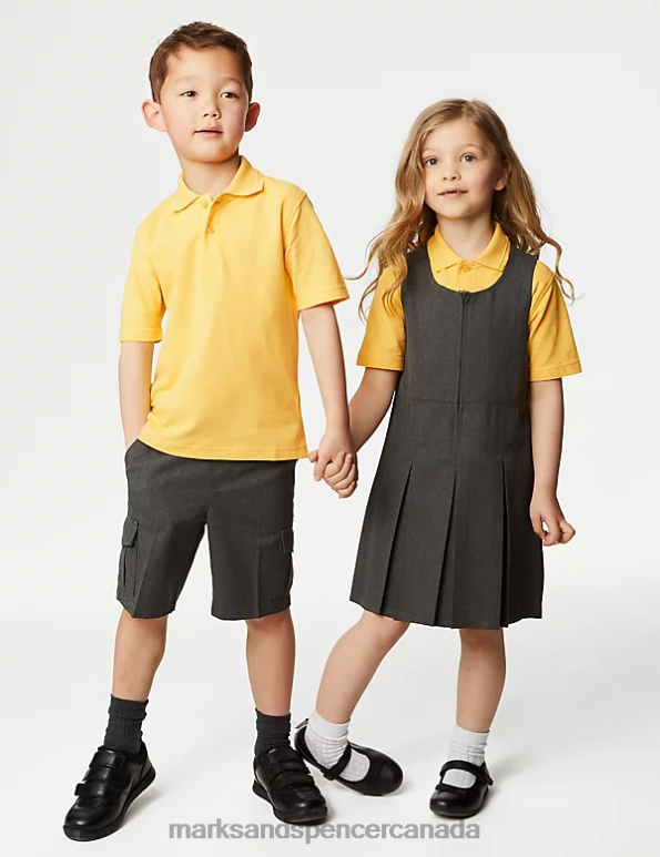 Marks and Spencer near me - Kids Yellow School Uniform Marks & Spencer 3pk Pure Cotton School Polo Shirts 20VTD316