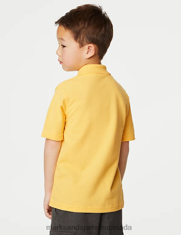 Marks and Spencer near me - Kids Yellow School Uniform Marks & Spencer 3pk Pure Cotton School Polo Shirts 20VTD316